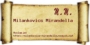Milankovics Mirandella névjegykártya